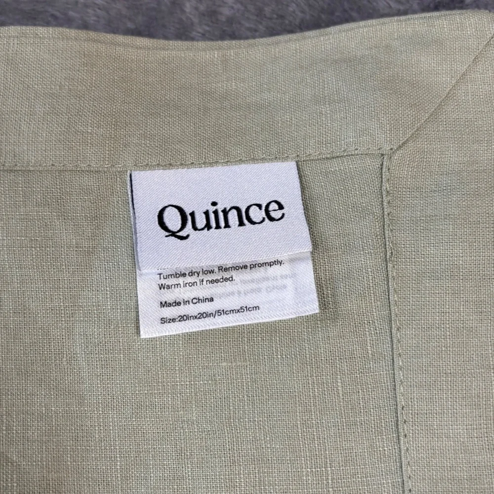 Quince European Linen Everyday Napkins Set of 4 Willowleaf Green 20x20 NEW